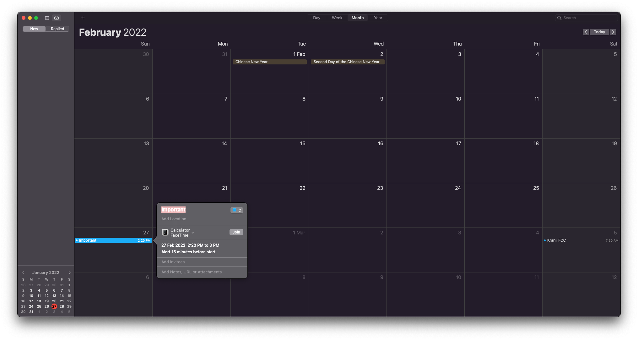 Apple Calendar Clickable Custom Application